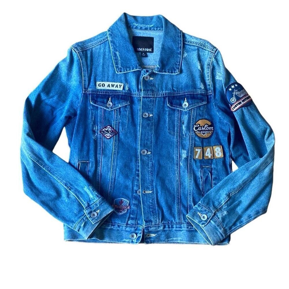 Rebel & Soul Long Sleeve Button Jean Jacket Women Medium Y2K Blue
